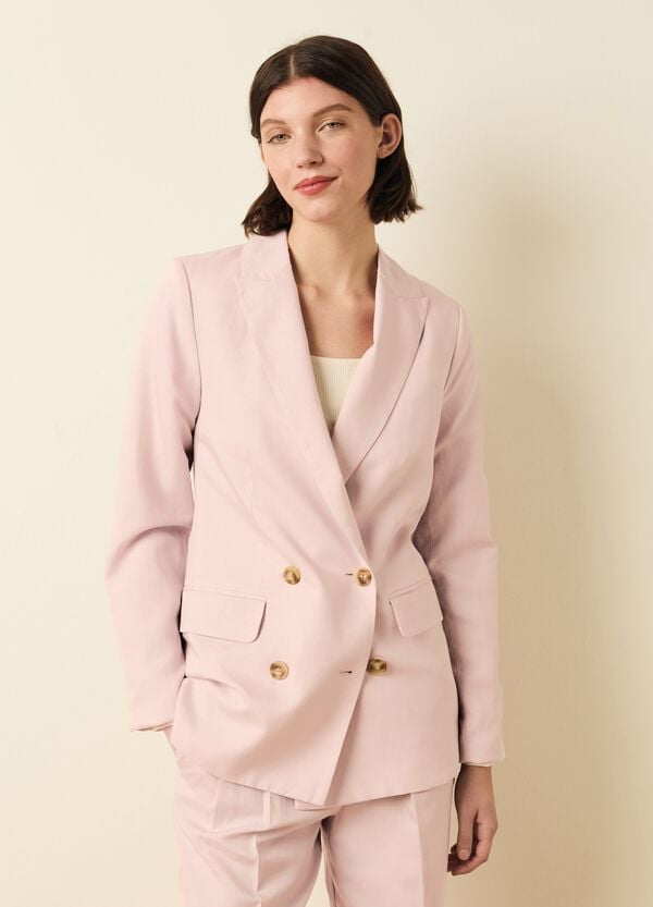 Ovs Blazer Doppiopetto In Lyocell E Lino