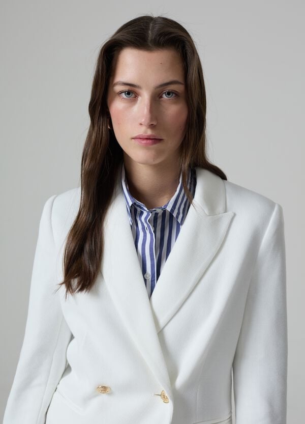 Ovs Blazer Doppiopetto In Maglia A Costine