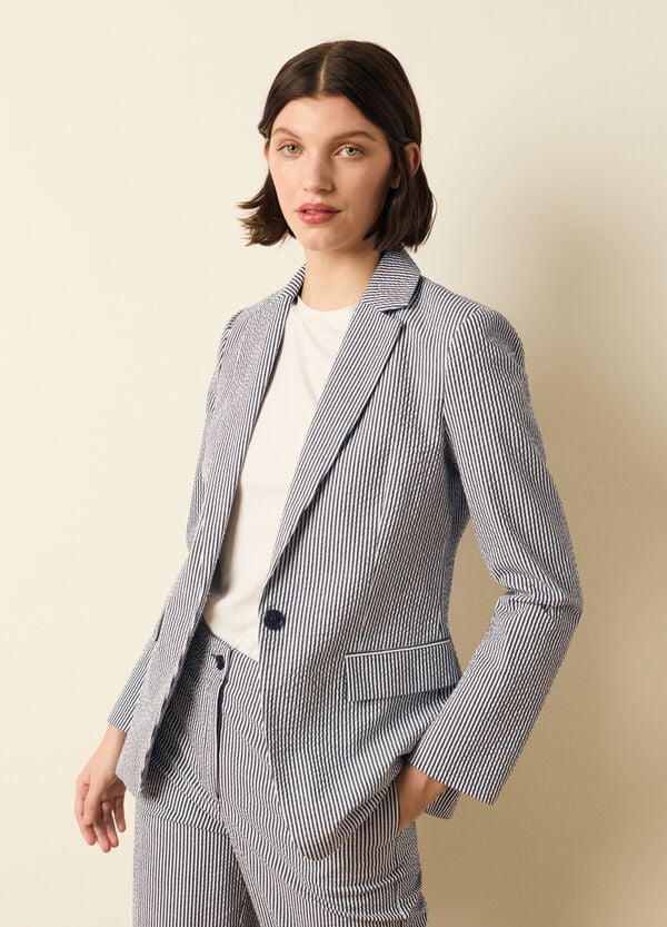 Ovs Blazer Monopetto A Righe Sottili