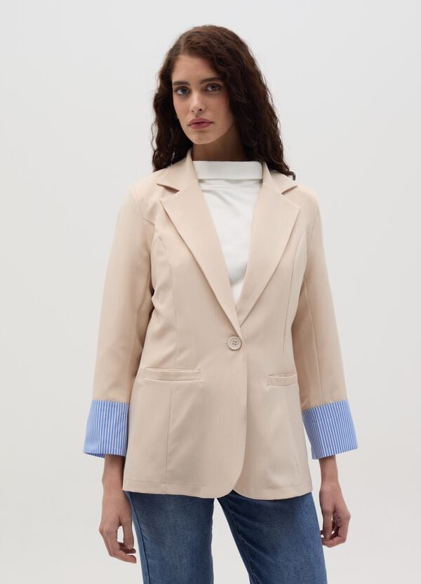 Ovs Blazer Monopetto Con Dettaglio A Contrasto