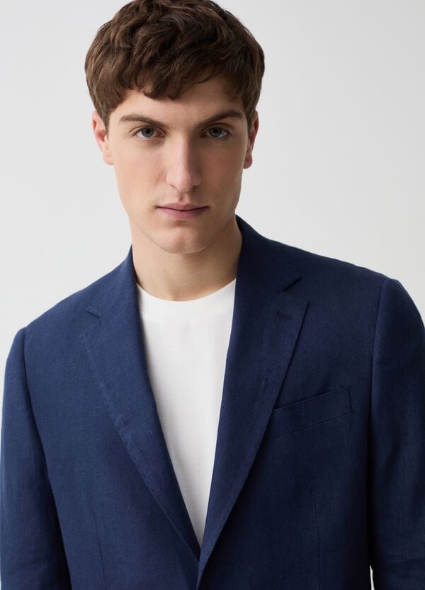 Ovs Blazer Monopetto Slim Fit In Lino