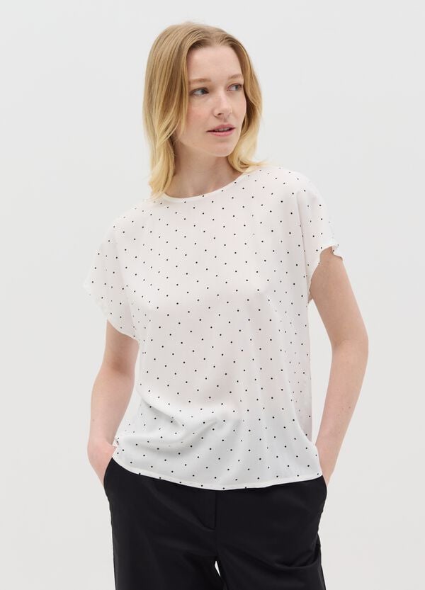 Ovs Blusa A Maniche Corte Con Pois In Viscosa