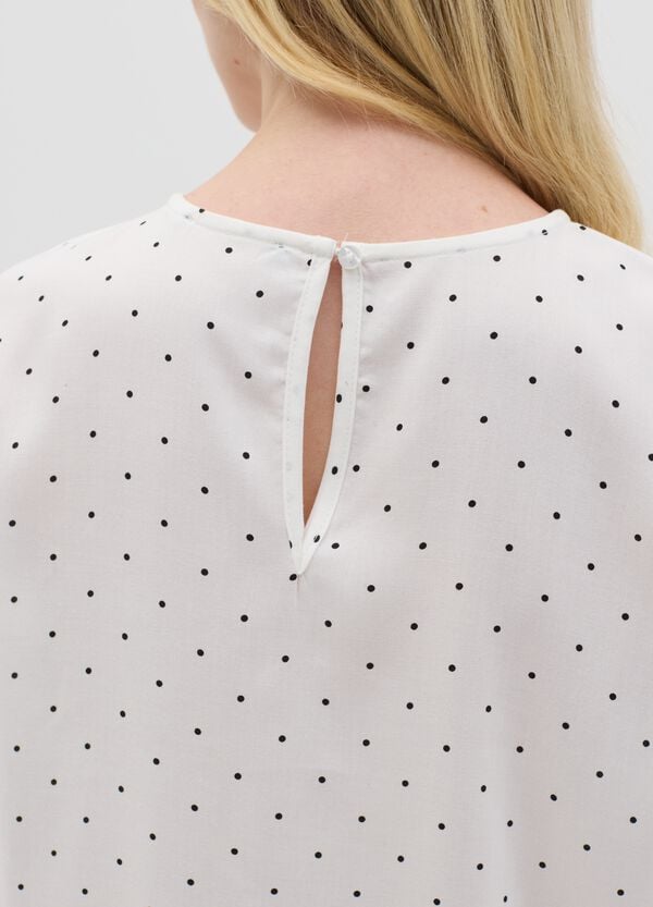 Ovs Blusa A Maniche Corte Con Pois In Viscosa