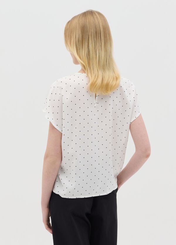 Ovs Blusa A Maniche Corte Con Pois In Viscosa