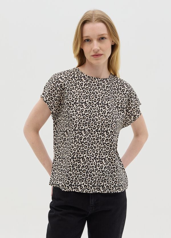 Ovs Blusa Beige A Maniche Corte In Viscosa