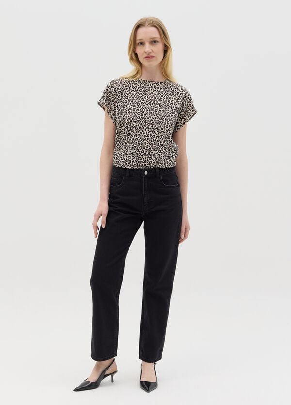 Ovs Blusa beige a maniche corte in viscosa