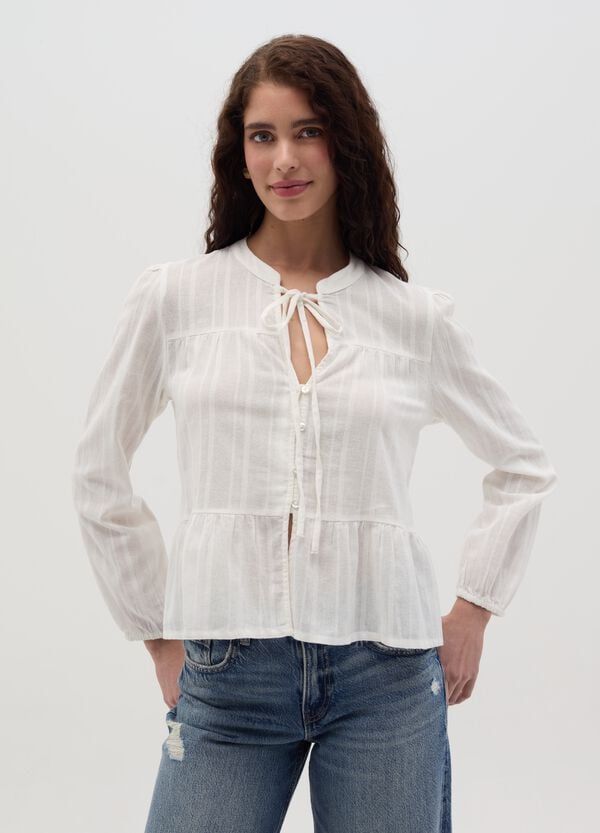 Ovs Blusa Con Laccetti E Motivo A Righe