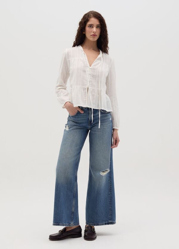 Ovs Blusa con laccetti e motivo a righe