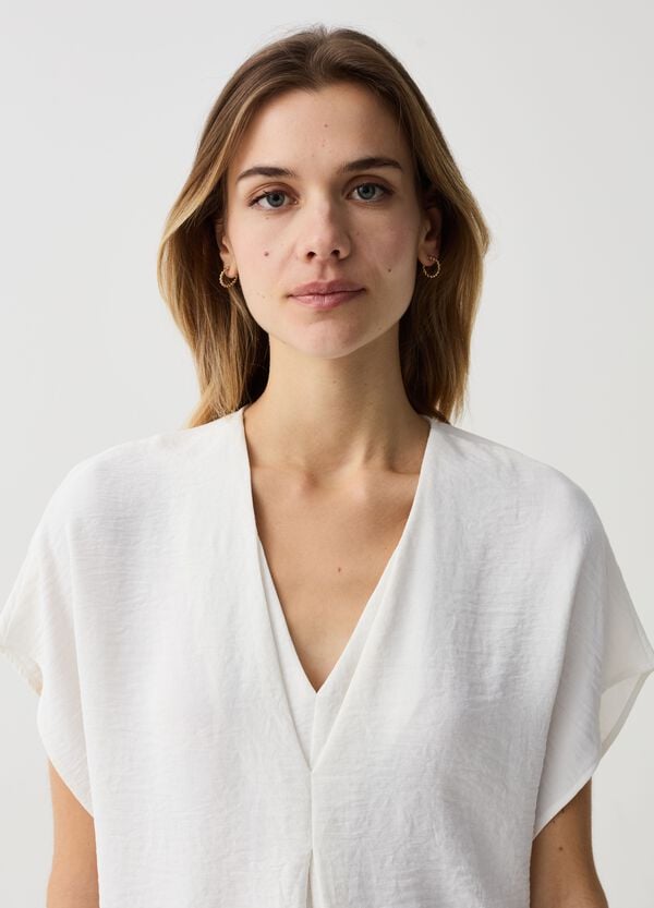 Ovs Blusa Effetto Crinkle Con Scollo A V