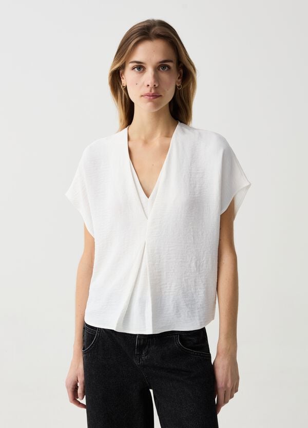 Ovs Blusa effetto crinkle con scollo a V