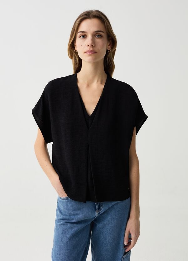 Ovs Blusa effetto crinkle con scollo a V