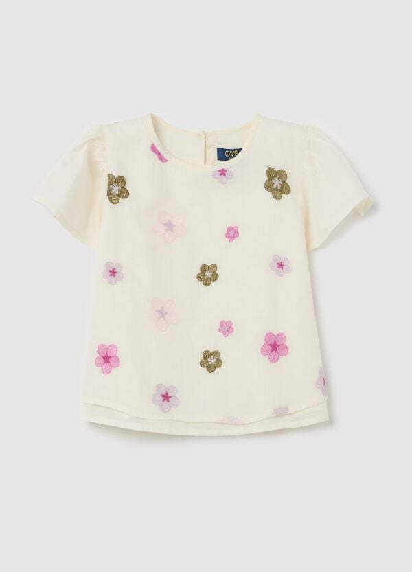 Ovs Blusa in cotone con ricamo fiorellini