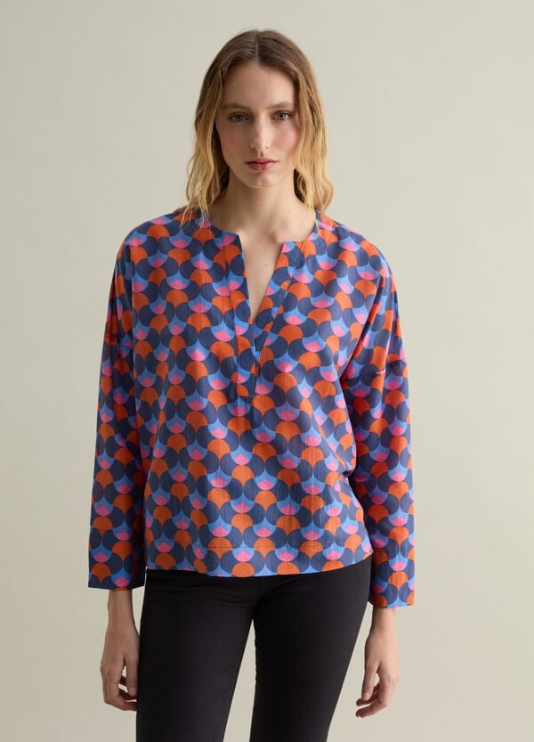 Ovs Blusa In Fantasia Optical Con Scollo A V