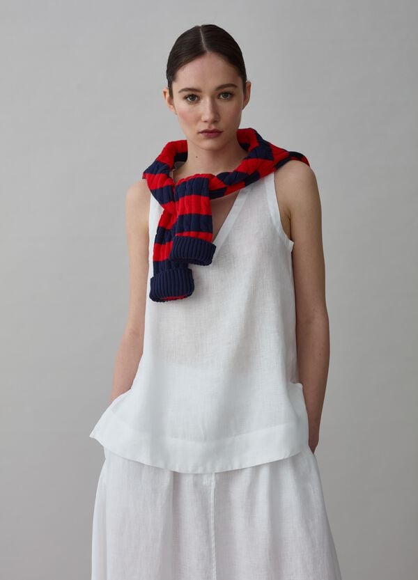 Ovs Blusa Smanicata In Lino Scollo A V