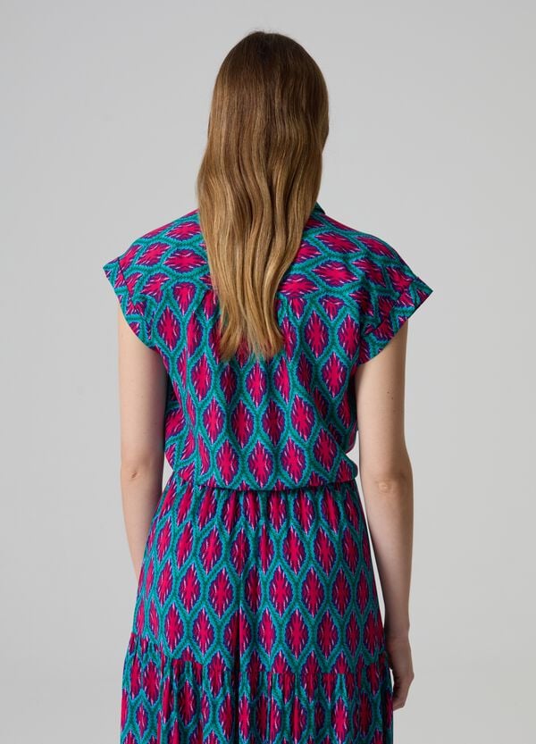 Ovs Blusa Stampata A Maniche Corte Con Coulisse