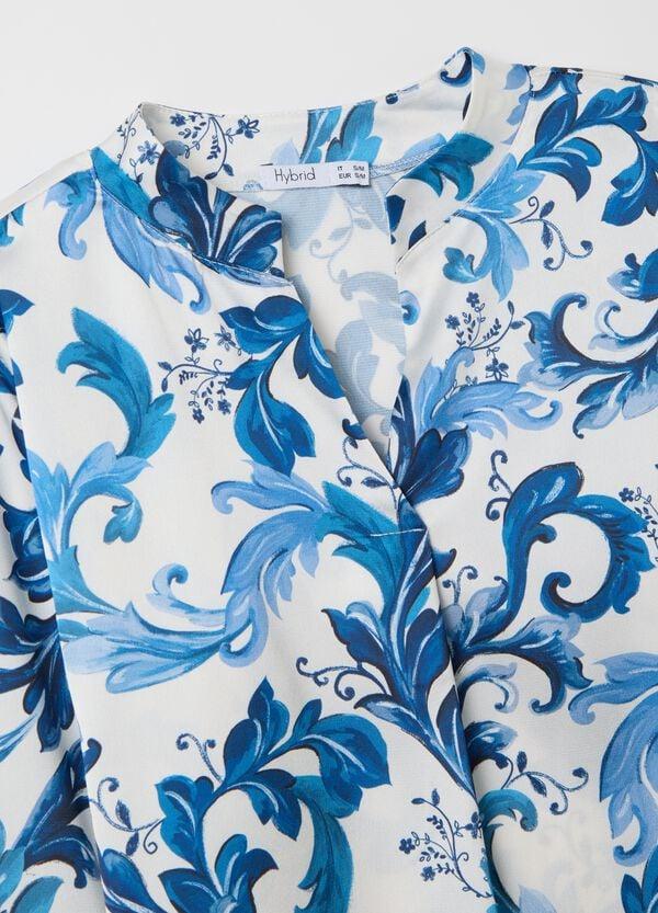 Ovs Blusa Stampata Bianca E Blu