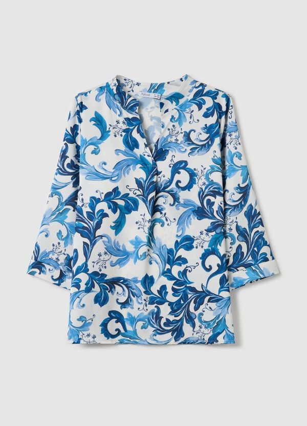 Ovs Blusa stampata bianca e blu