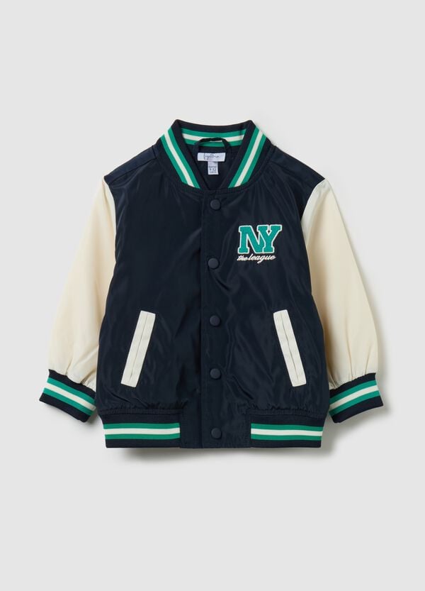 Ovs Bomber varsity con patch "NY the league"