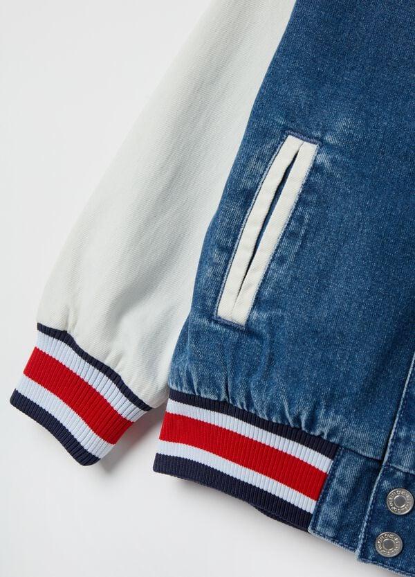 Ovs Bomber Varsity In Denim "Team Miami" Bouclé