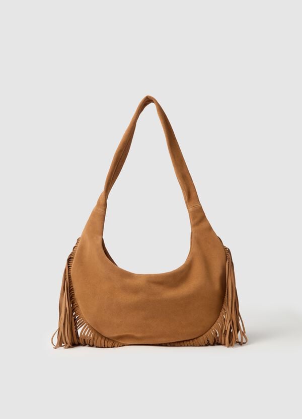 Ovs Borsa Hobo In Suede Con Frange
