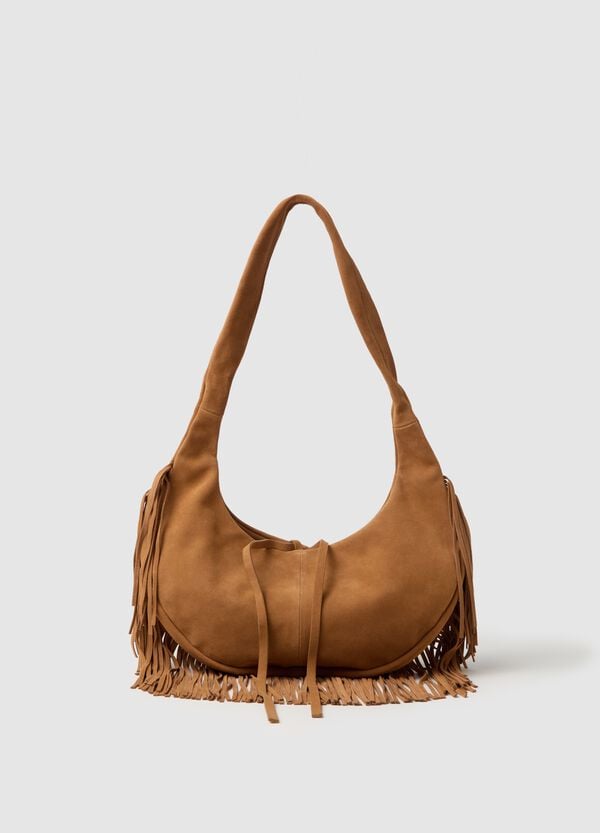 Ovs Borsa hobo in suede con frange
