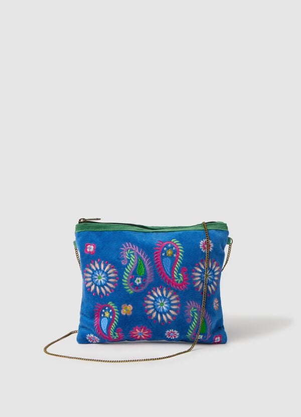 Ovs Borsa in velluto con tracolla blu