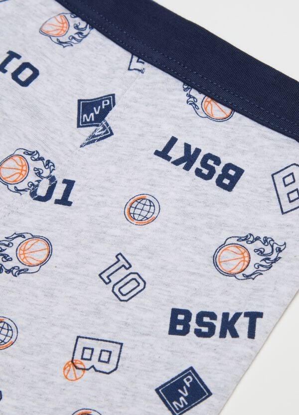 Ovs Boxer Midi In Cotone Stretch Con Stampa Basket