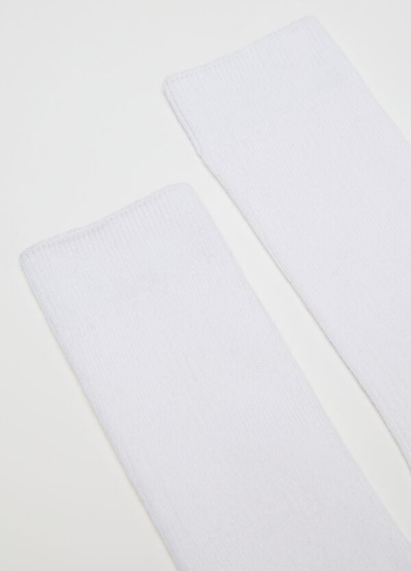 Ovs Calze Midi Bianco Stretch A Costine