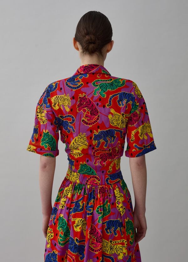 Ovs Camicia A Maniche Corte Con Stampa Tigri