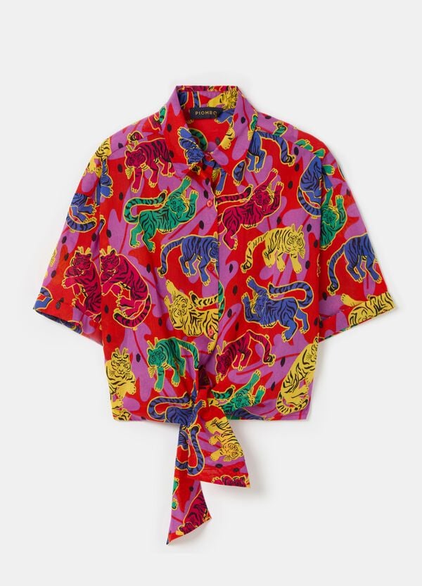 Ovs Camicia A Maniche Corte Con Stampa Tigri