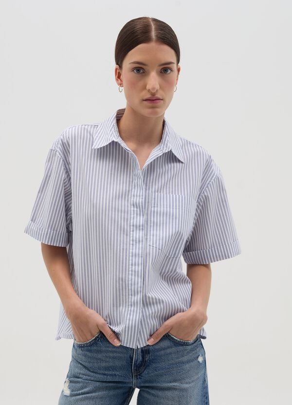 Ovs Camicia A Maniche Corte In Fantasia A Righe