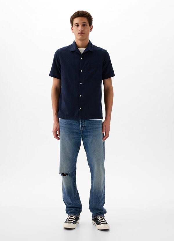 Ovs Camicia A Maniche Corte In Lino E Cotone