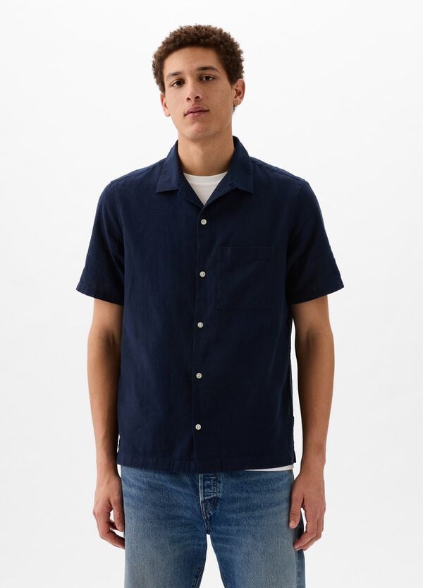 Ovs Camicia a maniche corte in lino e cotone