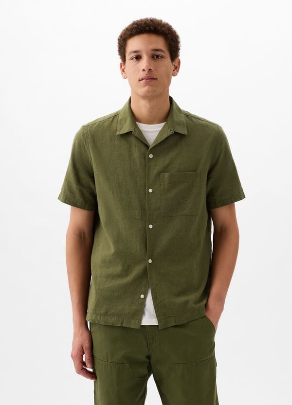Ovs Camicia a maniche corte in lino e cotone