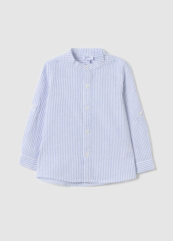 Ovs Camicia a righe in cotone e lino