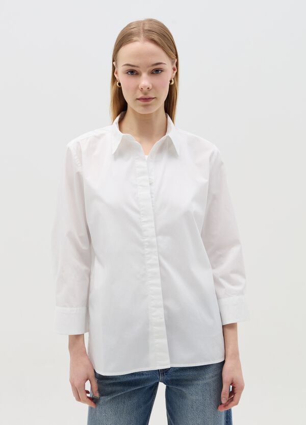 Ovs Camicia Bianca Con Maniche A Tre Quarti