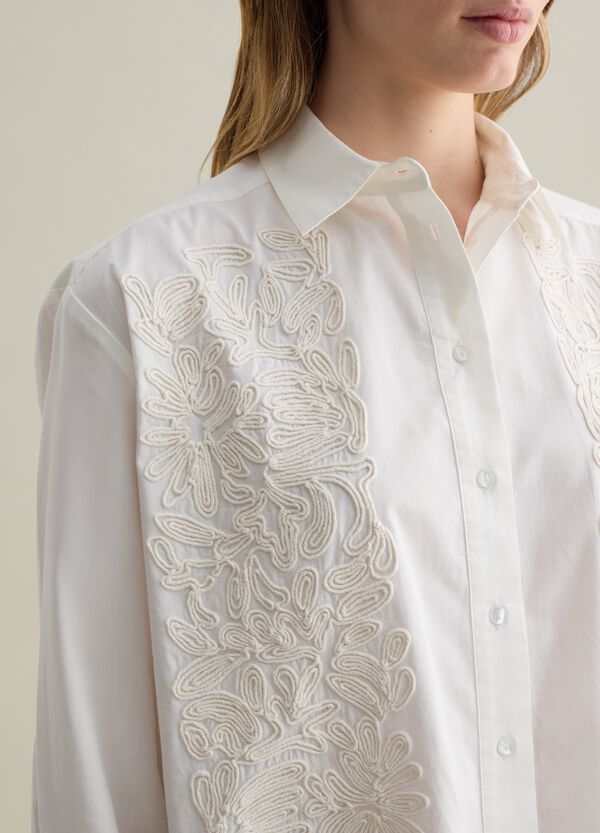 Ovs Camicia Bianca Decorata In Cotone