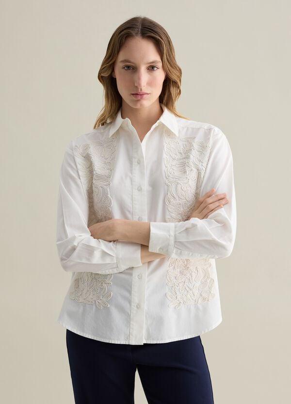 Ovs Camicia bianca decorata in cotone