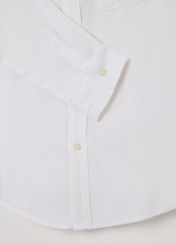 Ovs Camicia Bianca In Cotone Viscosa E Lino