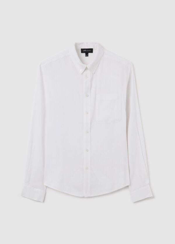 Ovs Camicia bianca in cotone viscosa e lino