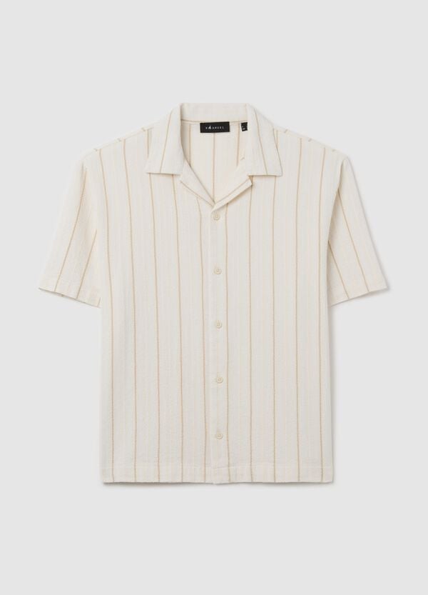 Ovs Camicia bowling a righe bianche e beige