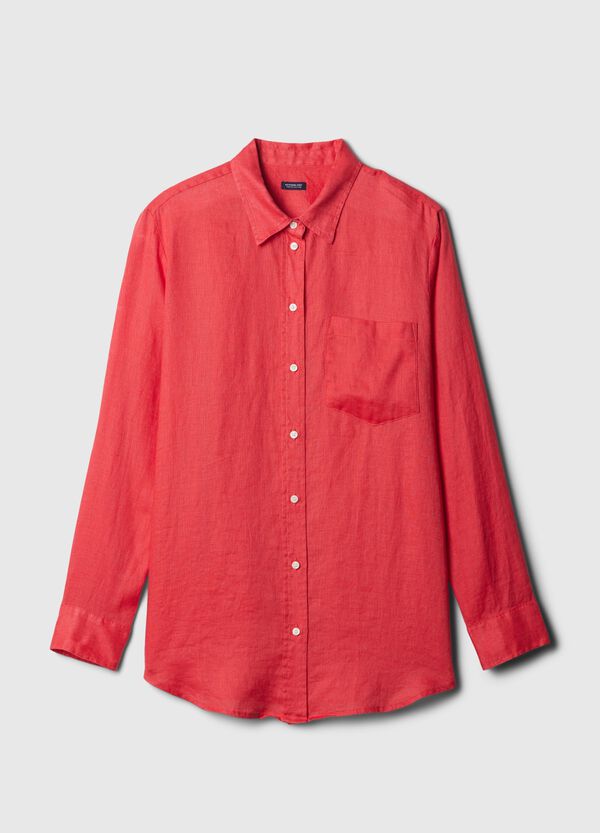 Ovs Camicia Boyfriend Fit In Lino Con Tasca