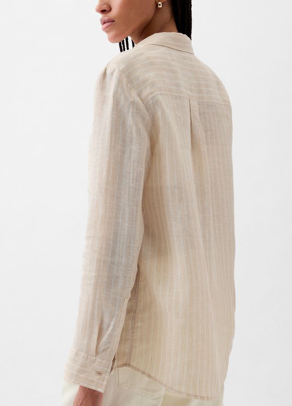 Ovs Camicia Boyfriend Fit In Lino Con Tasca