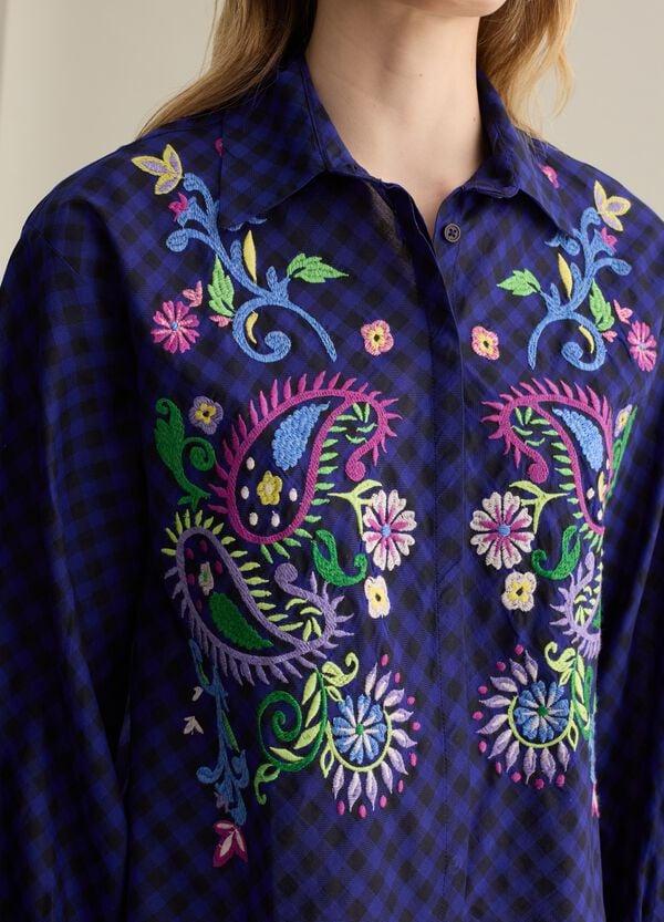 Ovs Camicia Check Con Ricamo Paisley