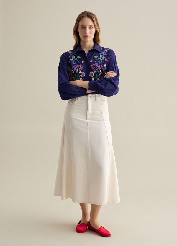 Ovs Camicia check con ricamo paisley