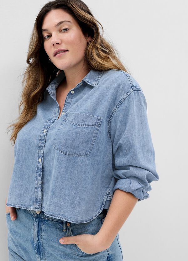 Ovs Camicia Crop In Denim