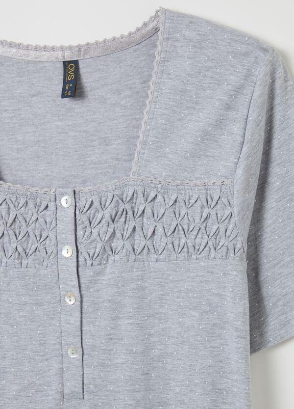 Ovs Camicia Da Notte A Micro Pois Con Dettaglio