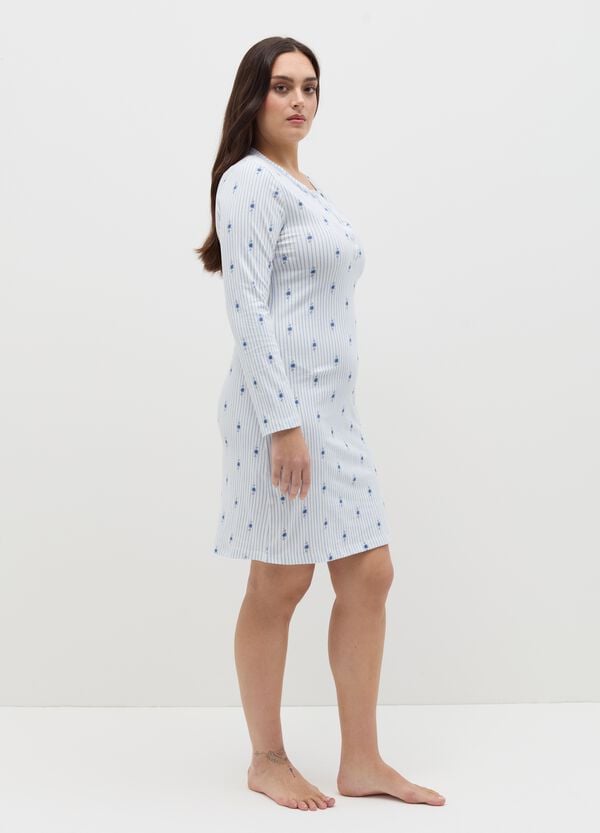 Ovs Camicia Da Notte A Righe Con Fiorellini