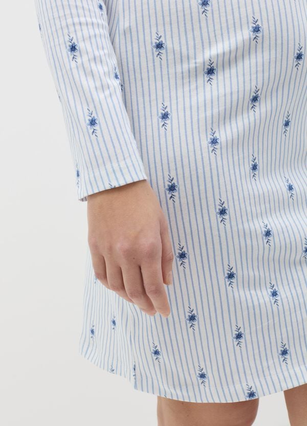 Ovs Camicia Da Notte A Righe Con Fiorellini