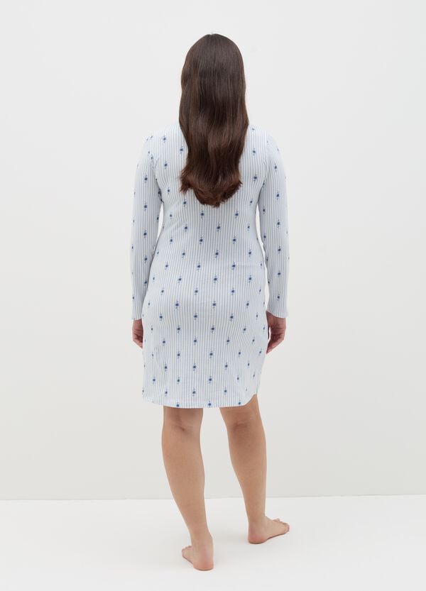 Ovs Camicia Da Notte A Righe Con Fiorellini